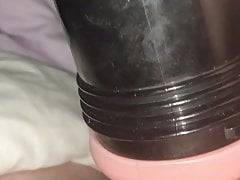 Small cock gets a quick rub before bed with fleshlight