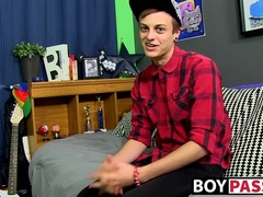 Jason Valencia jerking off his big twink cock until jizzing