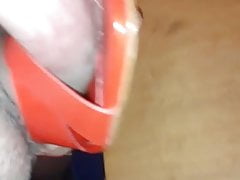 CUM IN MY COLLEAGUE'S RED ZARA SANDALS