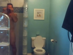 military Step dad cums and takes a shower