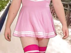 Cheerleader Shemale Crossdresser walk