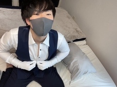 Cute Asian boy appraiser experiences nipple ecstasy in cosplay for a dry orgasm ♡