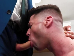 Cheating businessman is manhandling a submissive lad