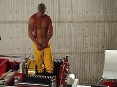 Hot and horny fireman in a massive orgy