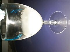 I pour my thawed 7 loads of frozen sperm into a glass
