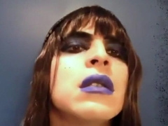 Gothic Emo Crossdresser rides her big dildo