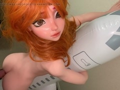 Spunky guy cums on sexy doll's back while hugging an inflatable airplane – Elsa Babe silicone love doll model Takanashi Mahiru