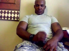 Beefy Black Soldier Jerks Off & Cums 5